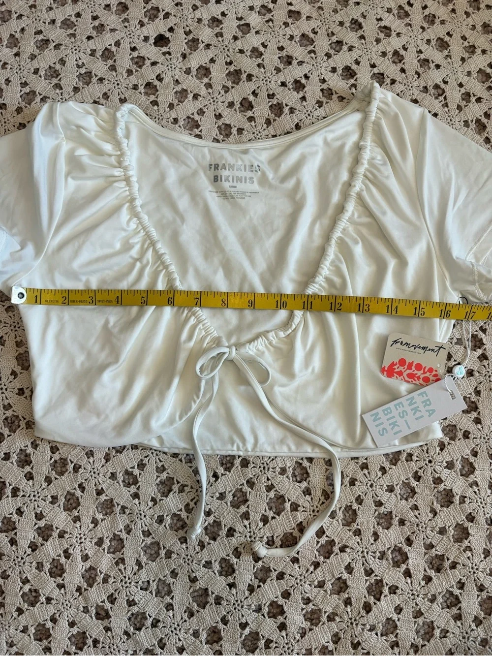 Frankie’s Bikinis Ziggy Swim Top White Size Large NWT